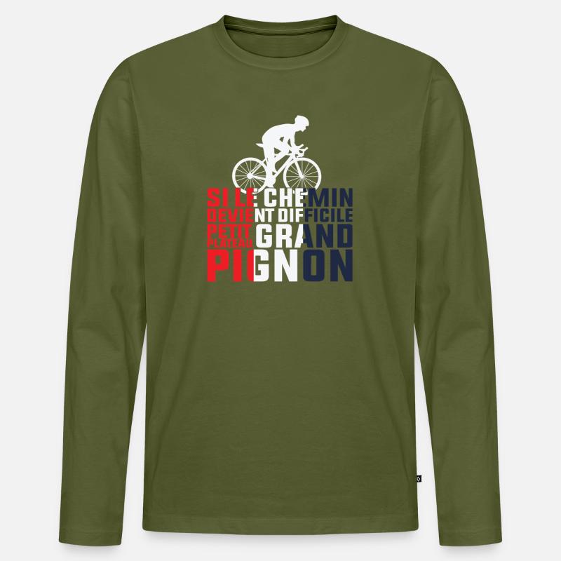 Wenn der Weg schwierig wird – Radfahrer-Geschenk - Männer Premium Bio Langarmshirt - Khaki