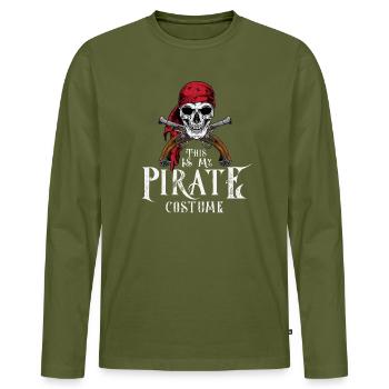 Voici mon gif d’Halloween costume de pirate Crâne Guns - T-shirt manches longues Premium bio Homme - kaki - Devant - Nico (187cm)