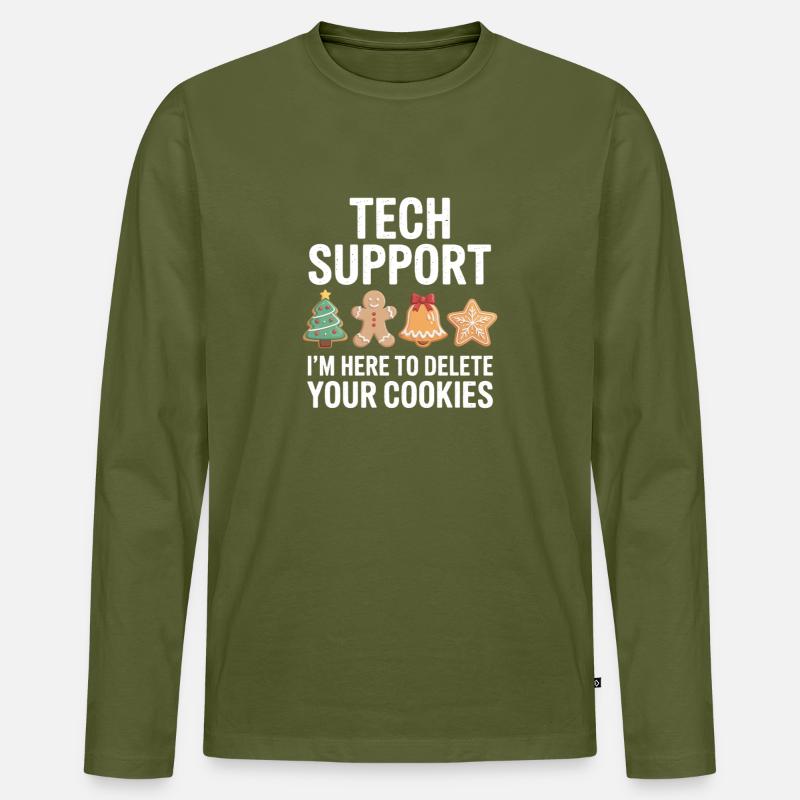 Technische Support-Cookie-Löschung - Männer Premium Bio Langarmshirt - Khaki