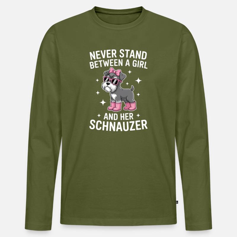 Schnauzer Sprüche Lustige Schnauzer Geschenk - Männer Premium Bio Langarmshirt - Khaki