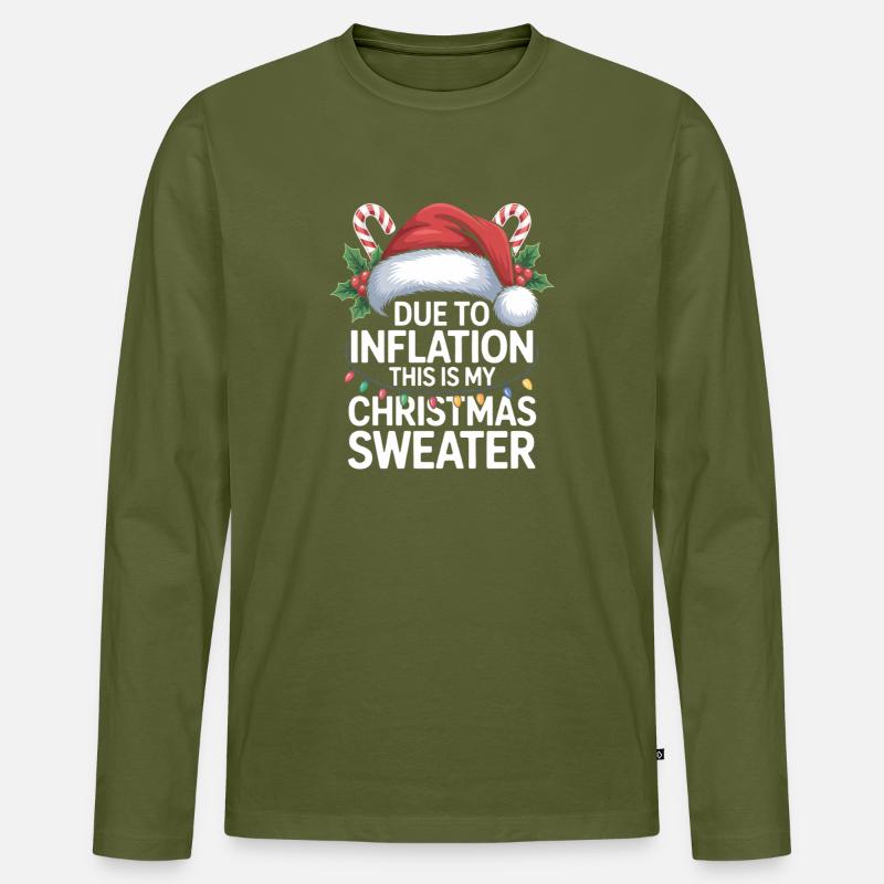 Inflation Weihnachtspullover Wortspiel - Männer Premium Bio Langarmshirt - Khaki
