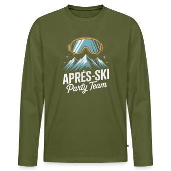 Après Ski Mountains Party Team Ski Goggles - Men's Premium Organic Long Sleeve Shirt - khaki - Front - Nico (187cm)