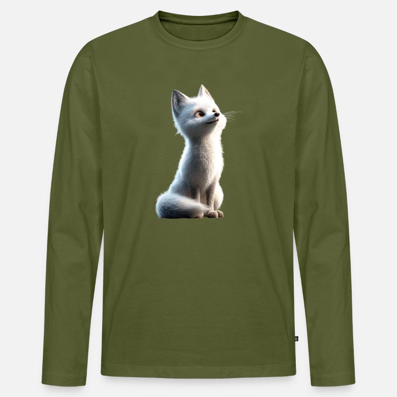 Polarfuchs Schneefuchs Eisfuchs Süßer Weißer Fuchs - Männer Premium Bio Langarmshirt - Khaki