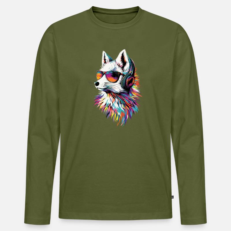Polarfuchs Schneefuchs Eisfuchs Süßer Weißer Fuchs - Männer Premium Bio Langarmshirt - Khaki