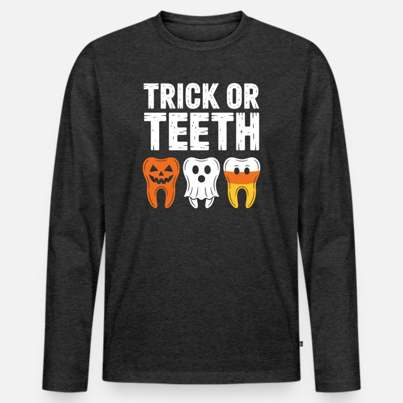Trick oder Teeth: Halloween Teeth Trio Männer Premium Bio Langarmshirt