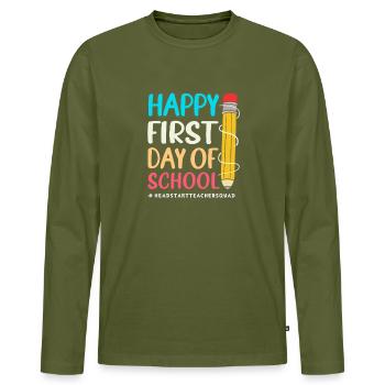 preschool - Men's Premium Organic Long Sleeve Shirt - khaki - Front - Nico (187cm)