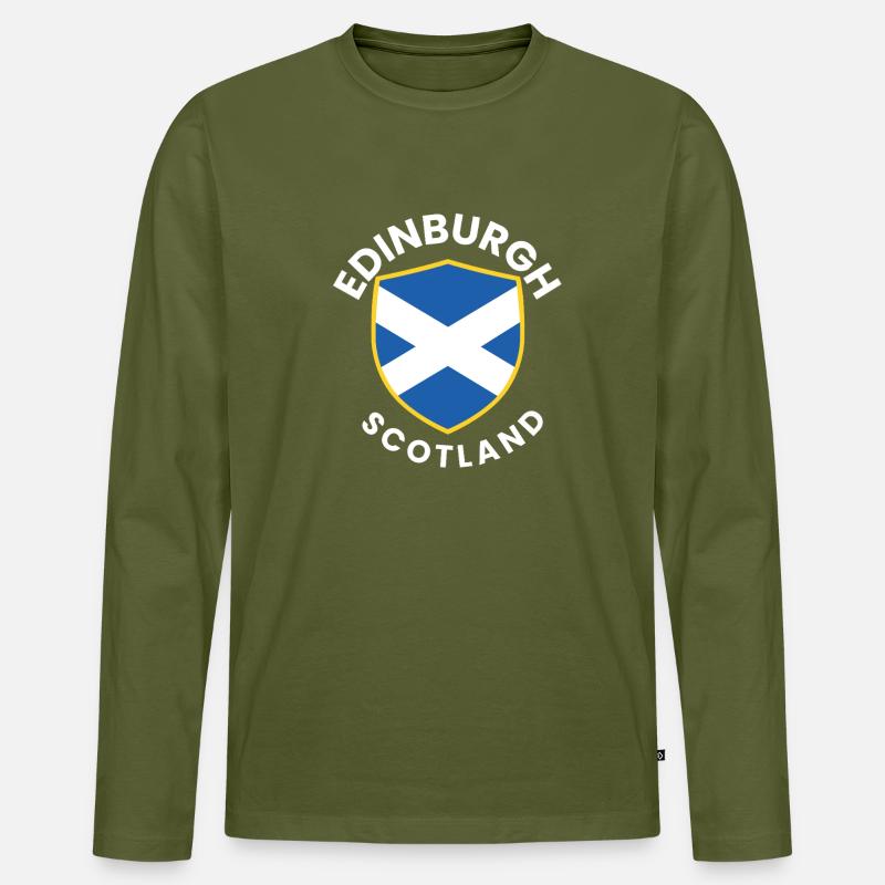 Edinburgh Shield Schottland - Männer Premium Bio Langarmshirt - Khaki