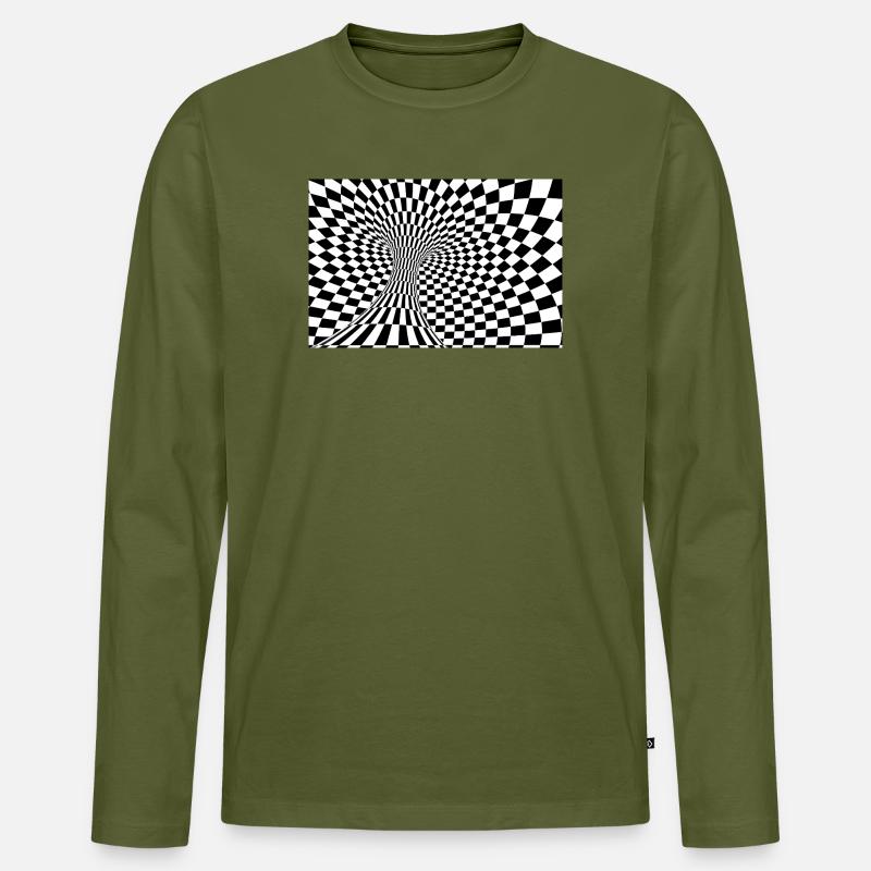 Checkerboard-Optiktunnel - Männer Premium Bio Langarmshirt - Khaki