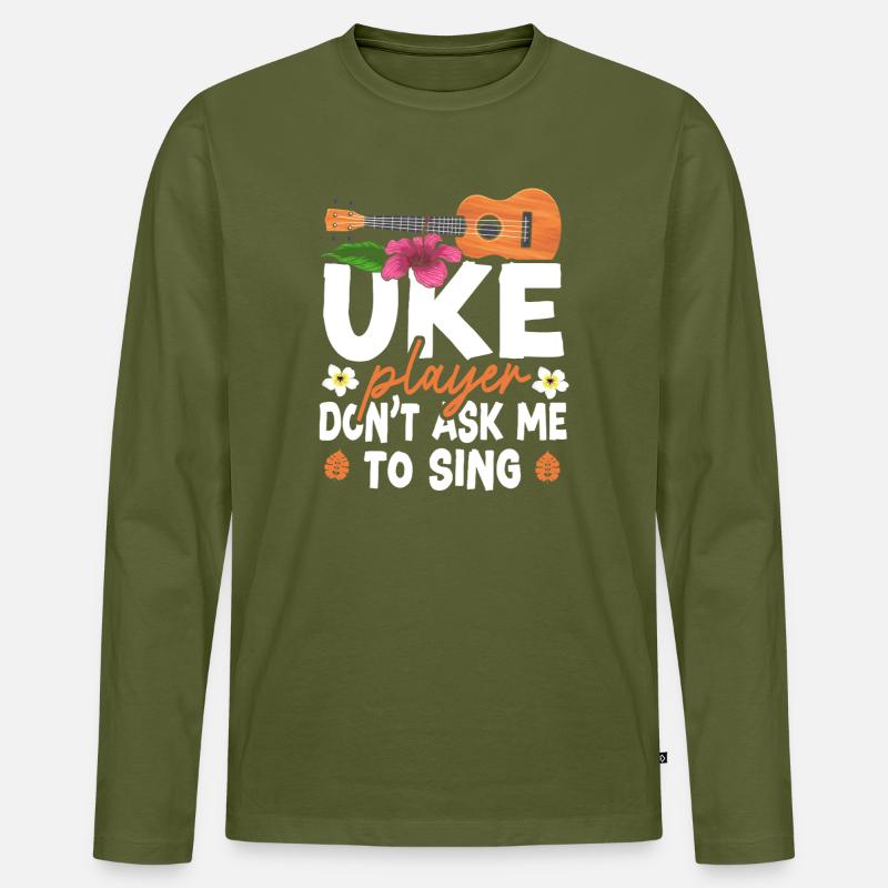 Hawaiian Ukulele Uke Uke Player - Männer Premium Bio Langarmshirt - Khaki