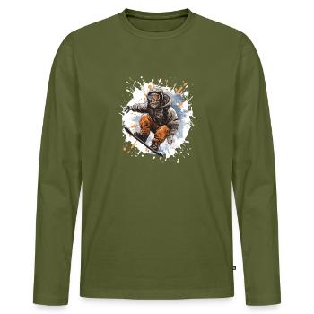 Singe Snowboard - T-shirt manches longues Premium bio Homme - kaki - Devant - Nico (187cm)