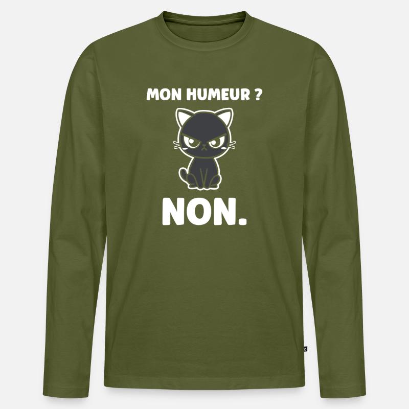 Chat grognon MON HUMEUR - Männer Premium Bio Langarmshirt - Khaki