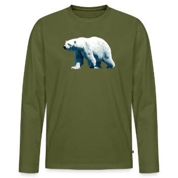 Polar Bear Polar Bear - Men's Premium Organic Long Sleeve Shirt - khaki - Front - Nico (187cm)