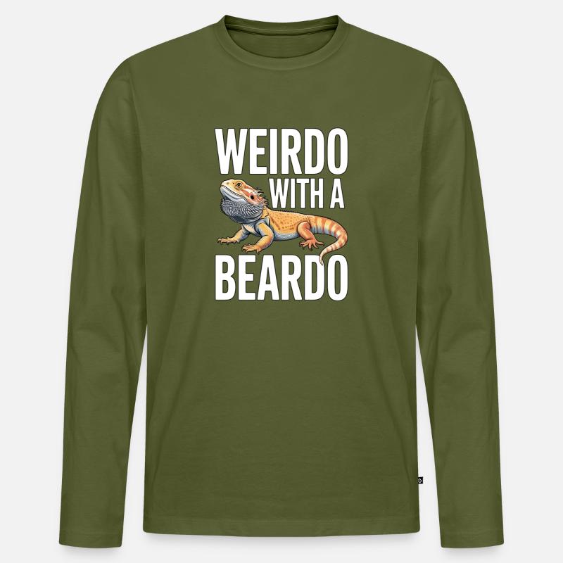 Weirdo mit Bartkind - Männer Premium Bio Langarmshirt - Khaki