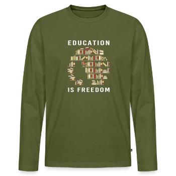 Black History Month Black-power - Männer Premium Bio Langarmshirt - Khaki - Vorne - Nico (187cm)