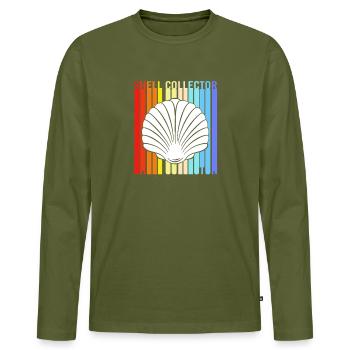 Shell Shell Collector - Men's Premium Organic Long Sleeve Shirt - khaki - Front - Nico (187cm)