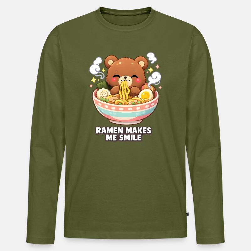 Ramen makes me smile - Männer Premium Bio Langarmshirt - Khaki