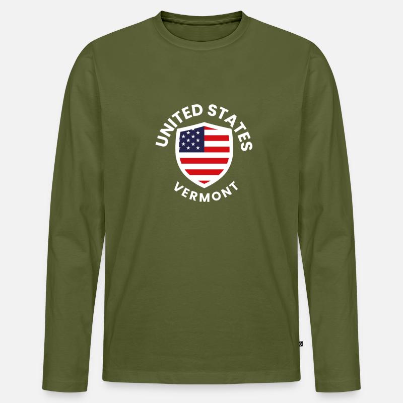 US Vermont Schildwappen - Männer Premium Bio Langarmshirt - Khaki