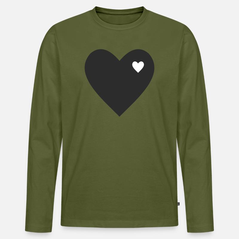 Minimalistisches Herz mit Akzent - Männer Premium Bio Langarmshirt - Khaki