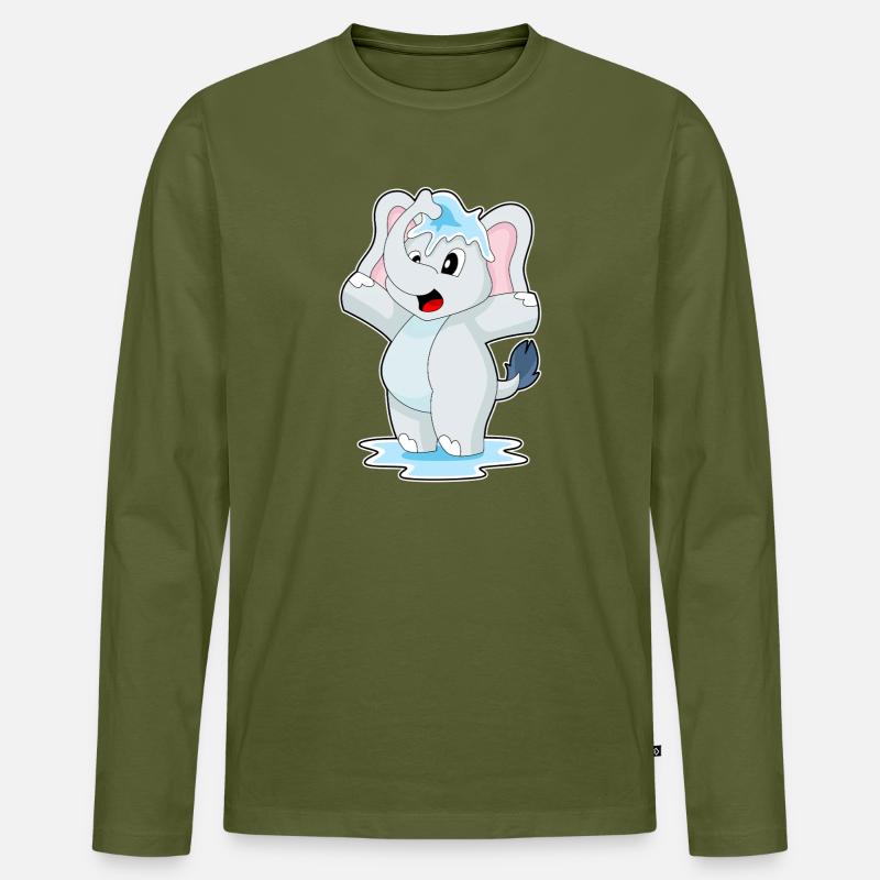 Elefant Wasser - Männer Premium Bio Langarmshirt - Khaki