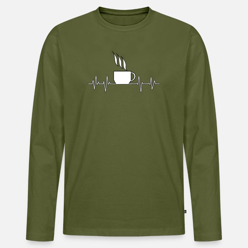 Herzschlag Kaffee - Männer Premium Bio Langarmshirt - Khaki