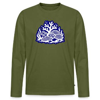 Korallenriff Ozean - Männer Premium Bio Langarmshirt - Khaki - Vorne - Nico (187cm)
