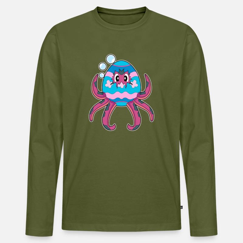 Octopus Easter Easter Egg - Men's Premium Organic Long Sleeve Shirt - khaki