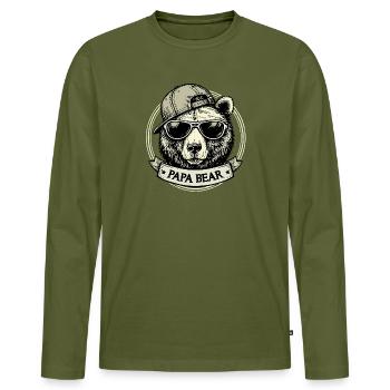 Papa Bear Vintage Retro Cool Dad Geschenk - Männer Premium Bio Langarmshirt - Khaki - Vorne - Nico (187cm)