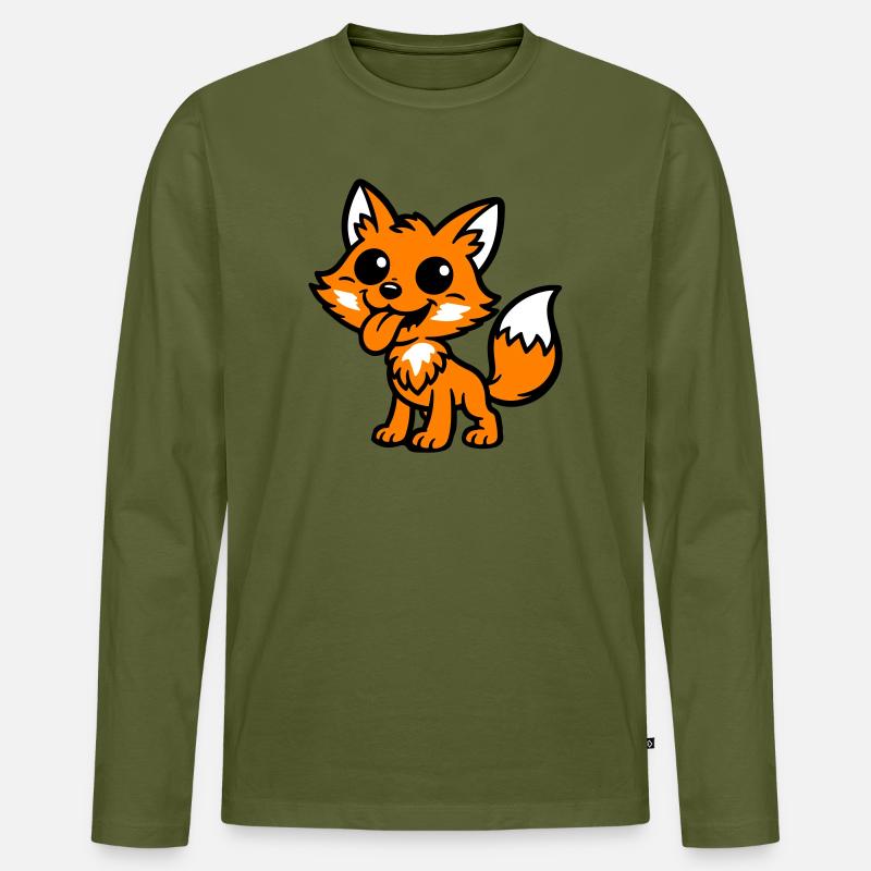 Fuchs Comic - Männer Premium Bio Langarmshirt - Khaki