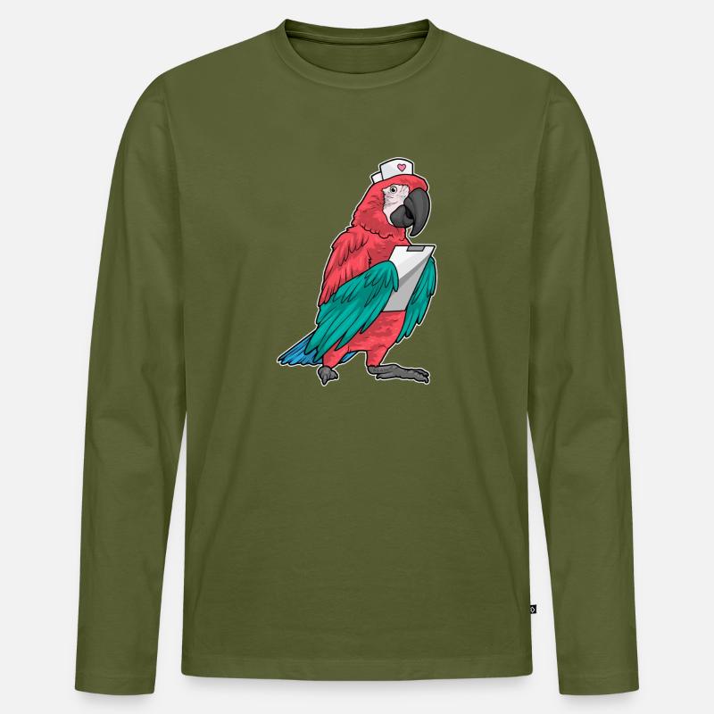 Papagei Krankenschwester Klemmbrett - Männer Premium Bio Langarmshirt - Khaki