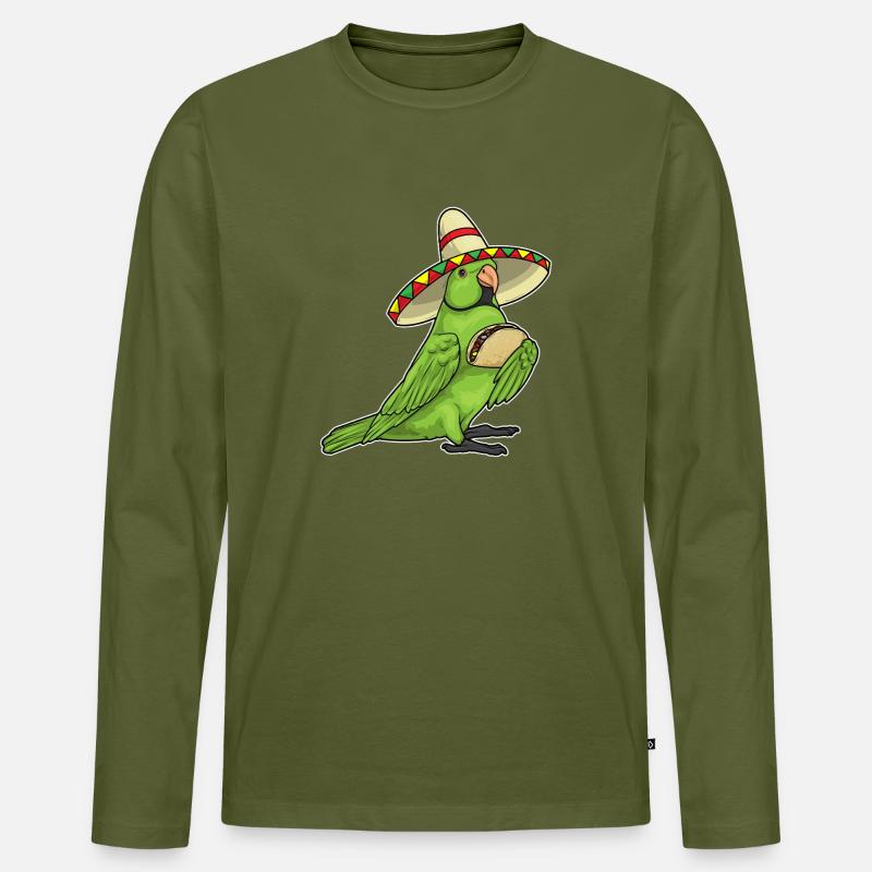 Papagei Taco - Männer Premium Bio Langarmshirt - Khaki