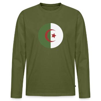 Drapeau rond d’Algérie - T-shirt manches longues Premium bio Homme - kaki - Devant - Nico (187cm)