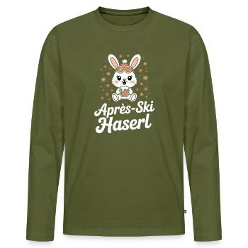 Après-ski bunny hut fun Skier ski bunny - Men's Premium Organic Long Sleeve Shirt - khaki - Front - Nico (187cm)