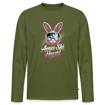 Après-ski bunny hut fun Skier ski bunny - Men's Premium Organic Long Sleeve Shirt - khaki - Front - Nico (187cm)