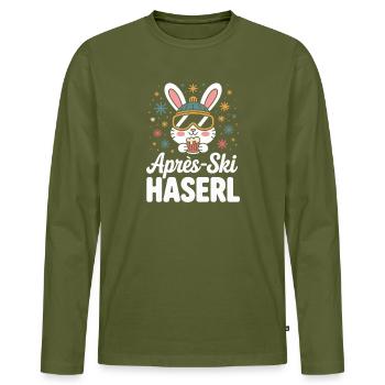 Après-ski bunny hut fun Skier ski bunny - Men's Premium Organic Long Sleeve Shirt - khaki - Front - Nico (187cm)