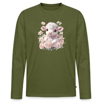 Tender lamb with rosary - Men's Premium Organic Long Sleeve Shirt - khaki - Front - Nico (187cm)