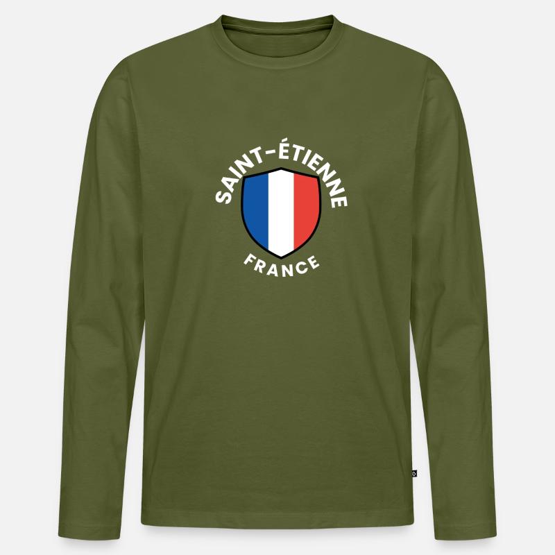 Saint-Étienne-Frankreich-Schild - Männer Premium Bio Langarmshirt - Khaki