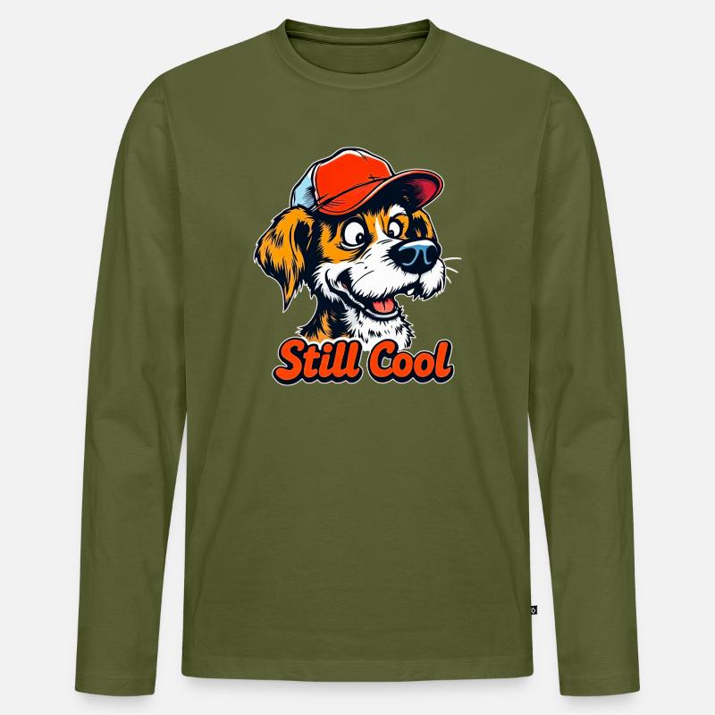Immer noch cooler Cartoon-Hund - Männer Premium Bio Langarmshirt - Khaki