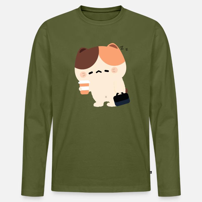Müde Tortiie-Katze - Männer Premium Bio Langarmshirt - Khaki