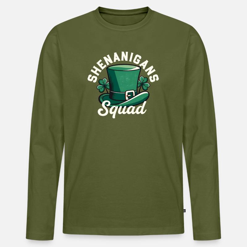 Shenanigans Squad Leprechaun-Hut - Männer Premium Bio Langarmshirt - Khaki