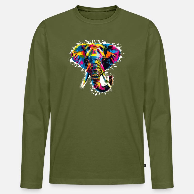 Elefant Art Design - Männer Premium Bio Langarmshirt - Khaki