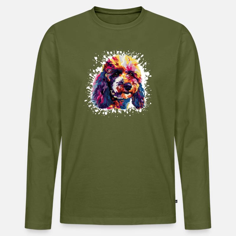 Farbklecks Hund Tier Dog - Männer Premium Bio Langarmshirt - Khaki