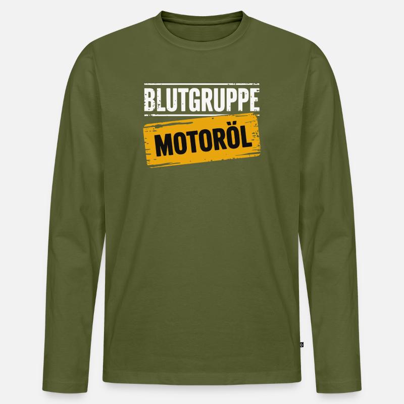 Blutgruppe Motoröl Schrauber Design - Männer Premium Bio Langarmshirt - Khaki