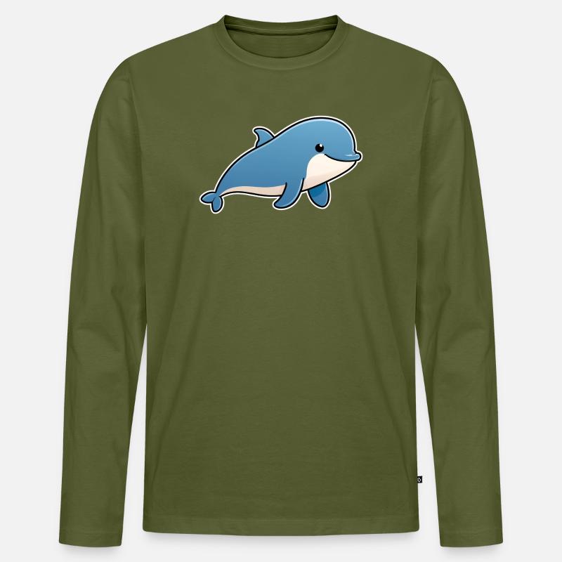 Blauer Delfin – freundlicher Meeresfreund - Männer Premium Bio Langarmshirt - Khaki