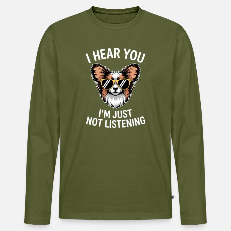 Papillon Sprüche Hunde Lustiges Papillon Geschenk  - Männer Premium Bio Langarmshirt - Khaki