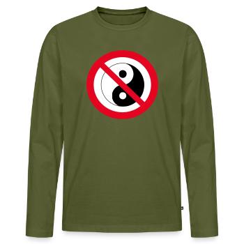 Forbidden Yin Yang: anti-balance symbol - Men's Premium Organic Long Sleeve Shirt - khaki - Front - Nico (187cm)