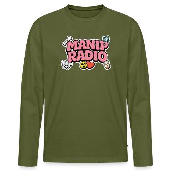 Manip Radio Humour Symboles et logo Radiologie - T-shirt manches longues Premium bio Homme - kaki - Devant - Nico (187cm)