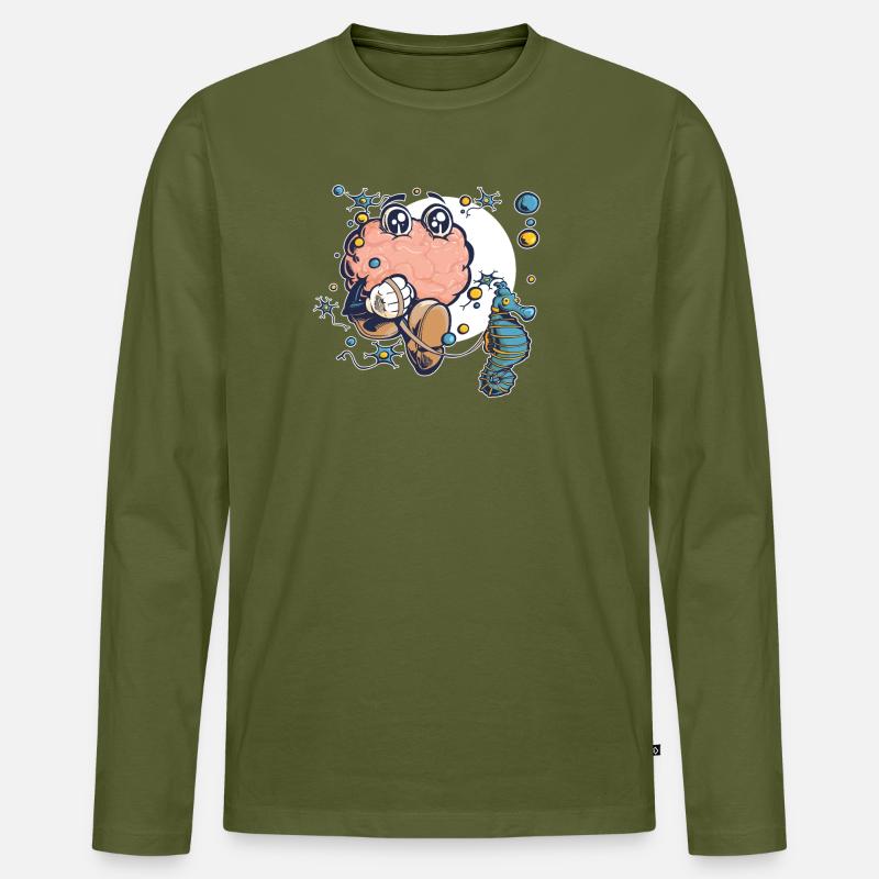 Gehirn & Hippocampus - Männer Premium Bio Langarmshirt - Khaki