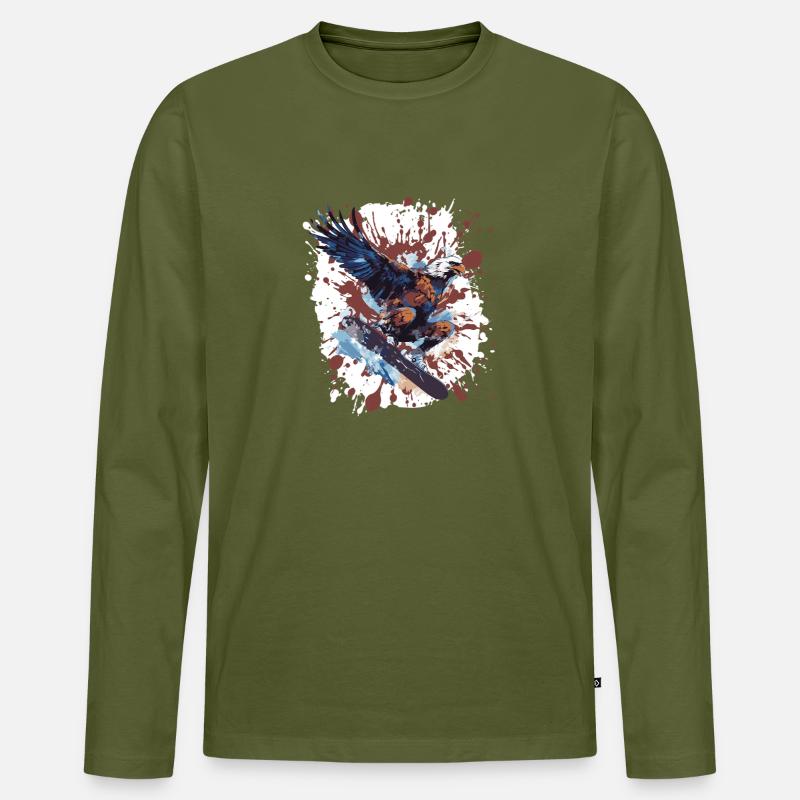 Adler Snowboard - Männer Premium Bio Langarmshirt - Khaki