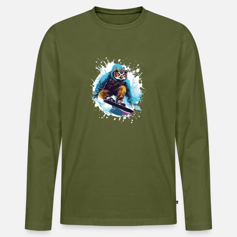 Eule Snowboard - Männer Premium Bio Langarmshirt - Khaki