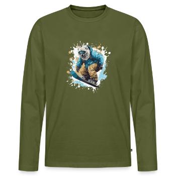 Ours polaire Planche à neige Ours polaire - T-shirt manches longues Premium bio Homme - kaki - Devant - Nico (187cm)